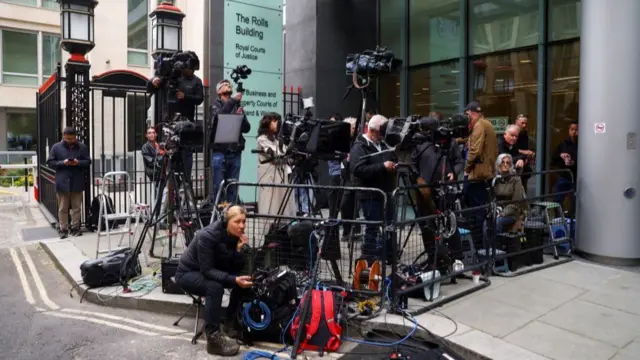 Media outside the Rolls Building of the High Court