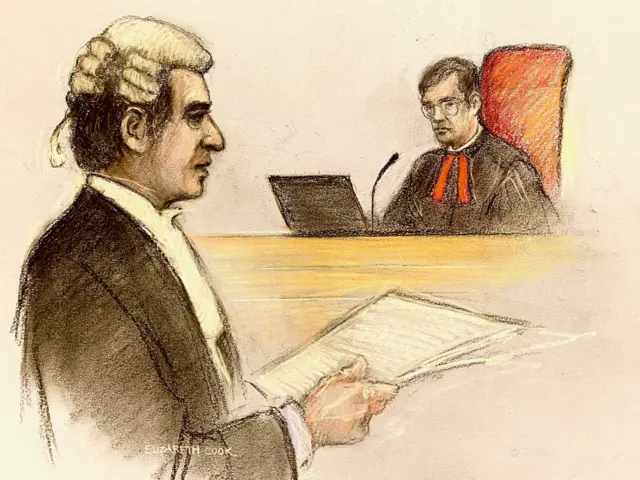 Court sketch of David Sherborne and judge