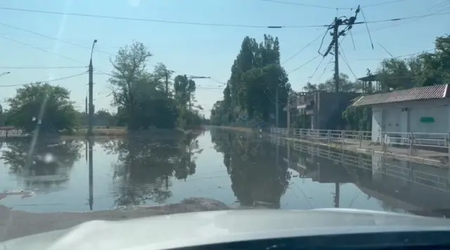 Water flooded dozens of settlements in the Kherson region, downstream from the damaged dam