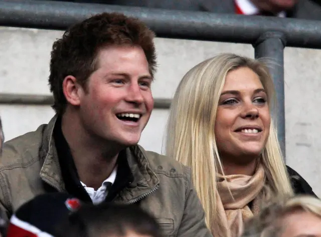 Prince Harry and then girlfriend Chelsy Davy watching rugby at Twickenham, London in 2009