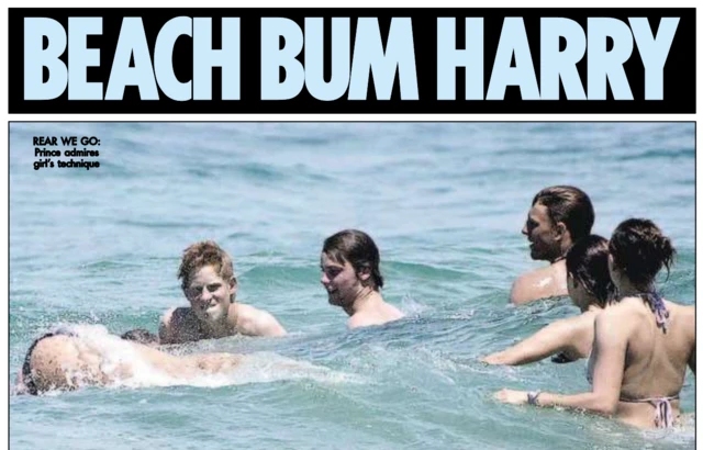 Paparazzi shots of Prince Harry in the sea with friends