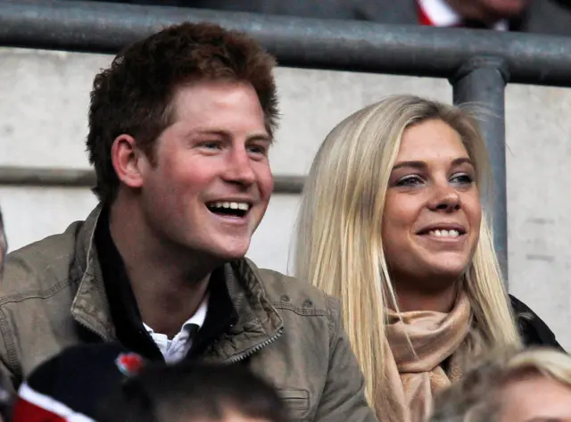 Prince Harry smiles with his ex-girlfriend Chelsy Davy