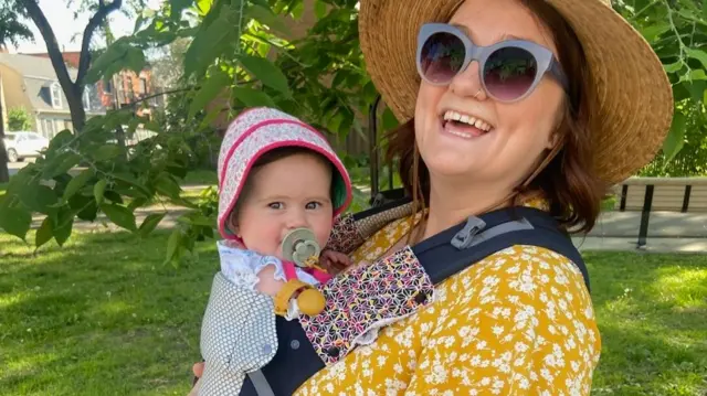 Whitney Tushingham and her daughter Margot - in a picture taken outside before the wildfires