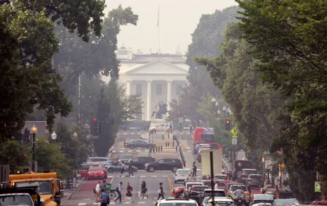 White House in smoke haze