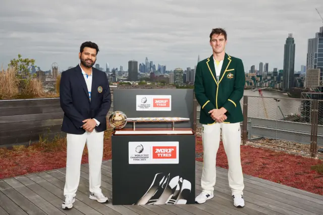 India captain Rohit Sharma and Australia captain Pat Cummins ahead of the World Test Championship final