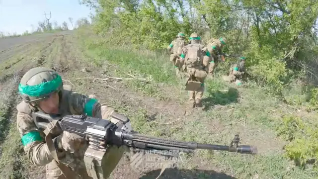 Screengrab of Ukrainian servicemen on the move