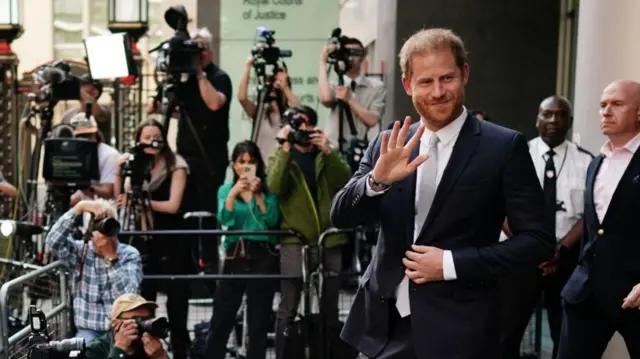 Harry leaving High Court in London