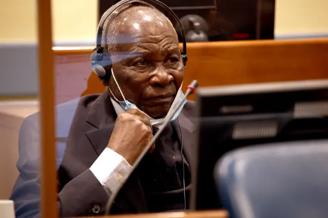 Félicien Kabuga in courtroom I, during his Initial Appearance, on Wednesday 11 November 2020, in The Hague, Netherlands