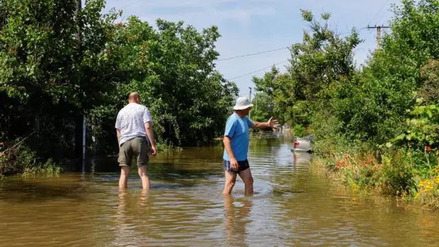 A flooded street in Ukraine