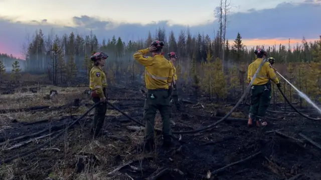 Firefighting in Sturgeon Lake Cree Nation, Alberta, Canada, on 8 June 2023