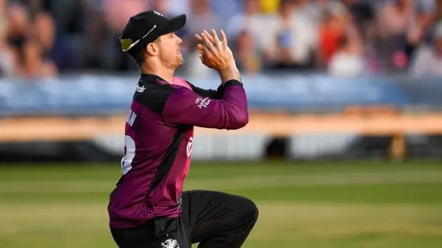 Somerset's Sean Dickson takes a catch