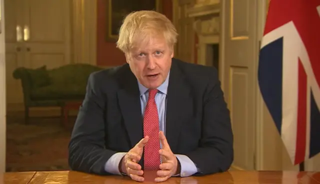 Boris Johnson giving his address to nation announcing the first lockdown