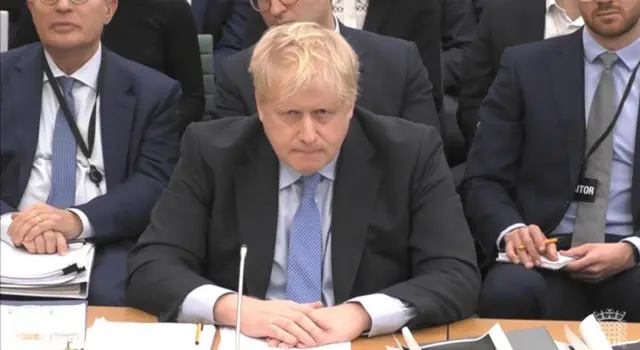 Boris Johnson speaking at the Privileges Committee