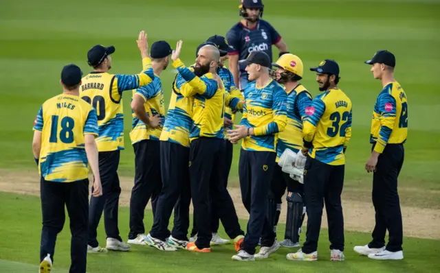 Birmingham Bears celebrate a wicket during their win over Northants