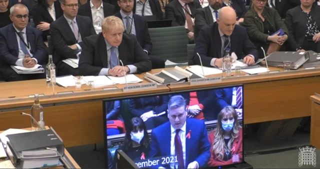 Boris Johnson at the committee hearing in Parliament