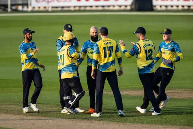 Birmingham Bears celebrate a wicket