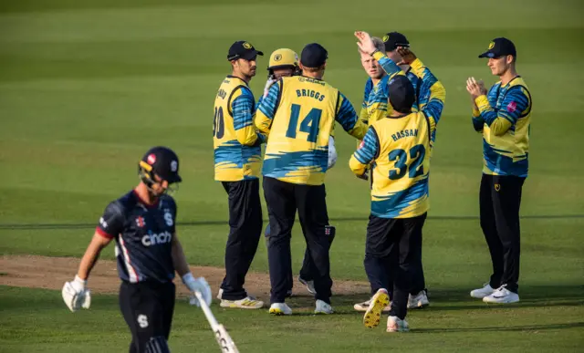 Birmingham Bears celebrate a wicket