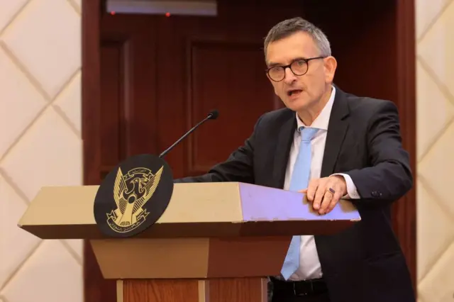 UN Special Representative for Sudan Volker Perthes speaks in the capital Khartoum on December 5, 2022.