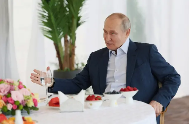 Russian President Vladimir Putin, at the Bocharov Ruchei residence in the resort city of Sochi