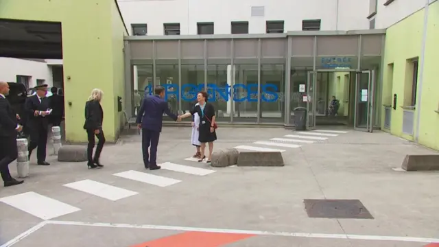 President Emmanuel Macron arrives at Grenoble hospital