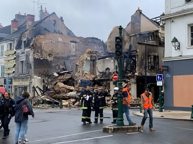 Scene of a burnt out building which was set alight overnight during continuing protests in Montargis on July 1, 2023