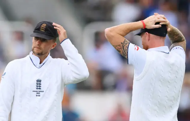 Joe Root and Ben Stokes looking sad