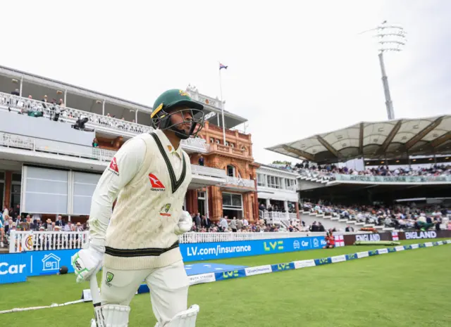 Usman Khawaja walking out to bat at Lord's