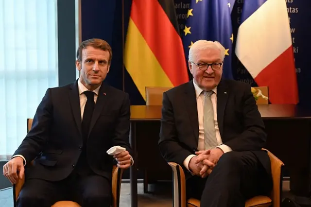 Macron and Steinmeier in EU Parliament in Strasbourg, on December 2, 2021