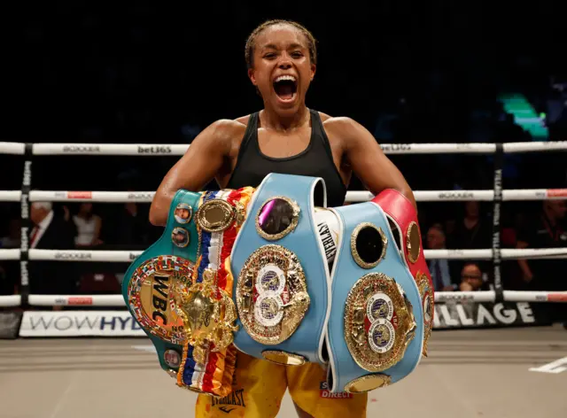 Natasha Jonas with her world titles