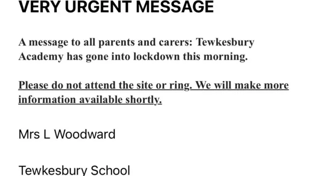 Email to parents headlined "very urgent message"