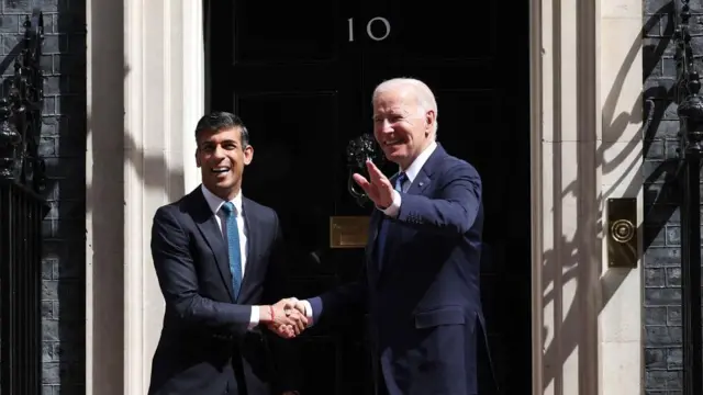 British Prime Minister Rishi Sunak meets US President Joe Biden in London