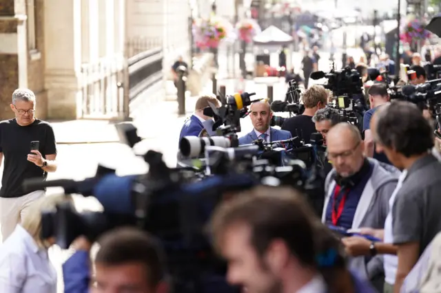 Reporters in Downing Street