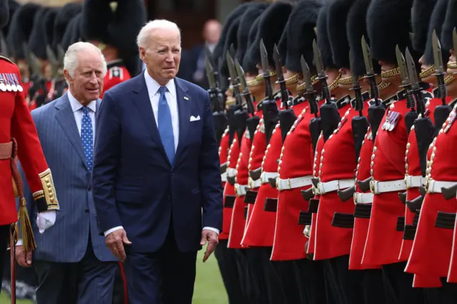 Joe Biden, King Charles and a group of Welsh Guards