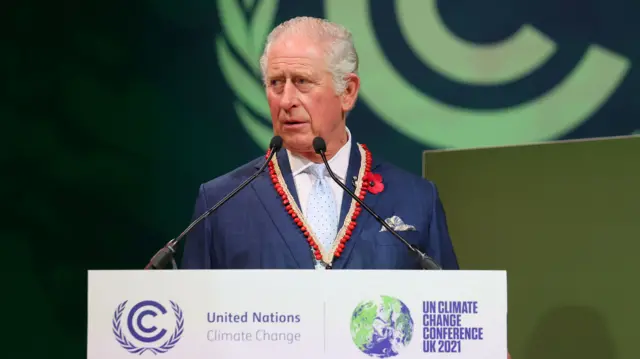 King Charles (then Prince of Wales) speaking at Cop26