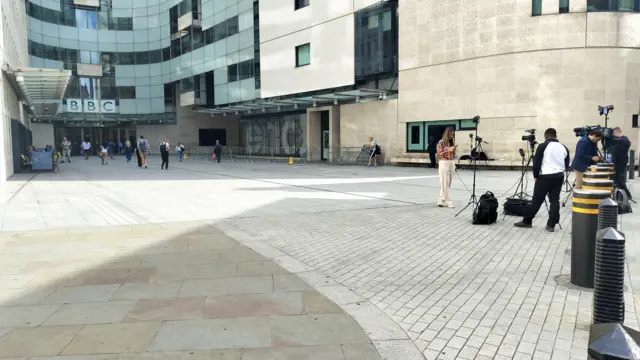 Cameras outside the BBC's HQ in London