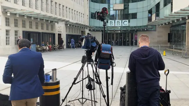 Reporters outside BBC