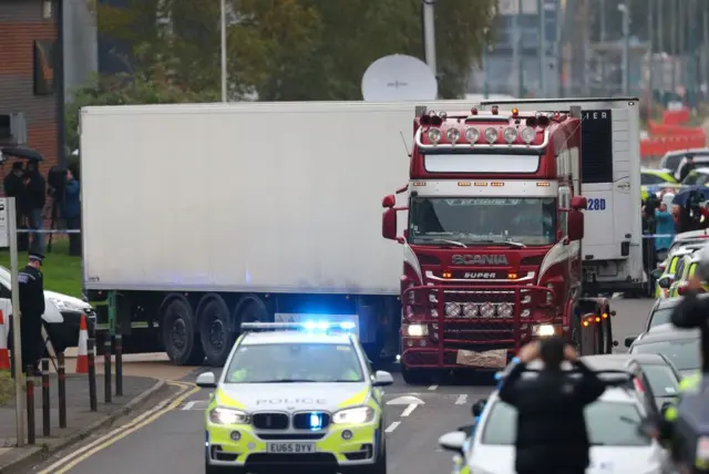 Lorry being escorted by police