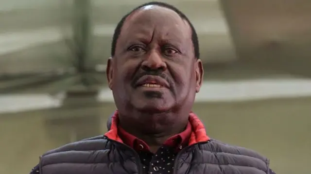 Raila Odinga at a press conference on 12 July.