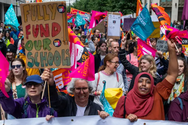 Teachers on strike in London on 5 July