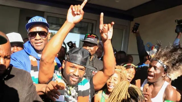 Floyd Mayweather on his arrival in Harare, Zimbabwe - 13 July 2023