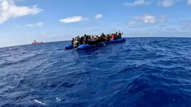 RIB boat crammed with people