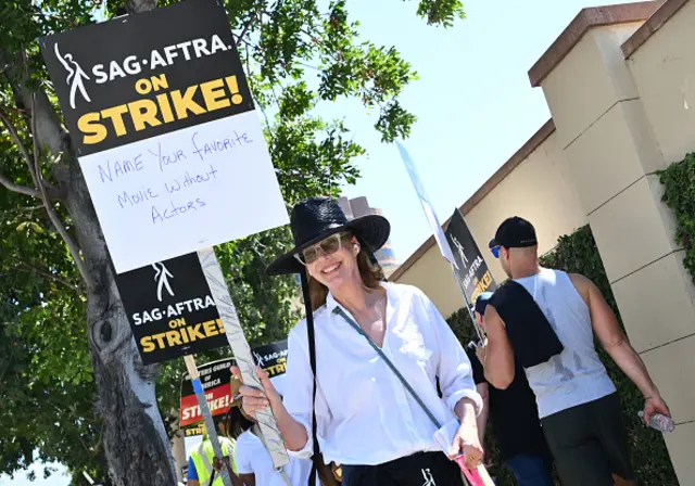 Allison Janney joined crowds outside the Warner Bros. Studio in LA