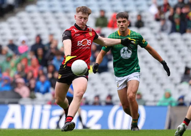 Down's Odhran Murdock and Ciaran Caulfield of Meath