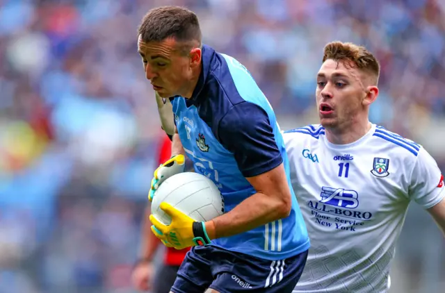 Dublin's Cormac Costello and Micheal Bannigan of Monaghan