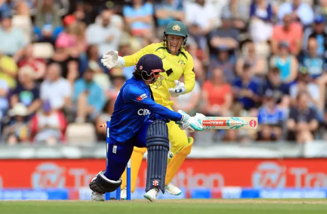 Sophia Dunkley is bowled by Georgia Wareham