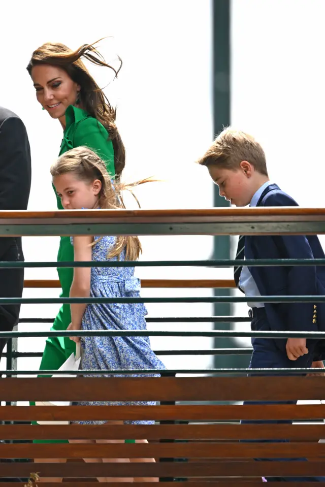 Prince and Princess of Wales and their children arriving at Wimbledon