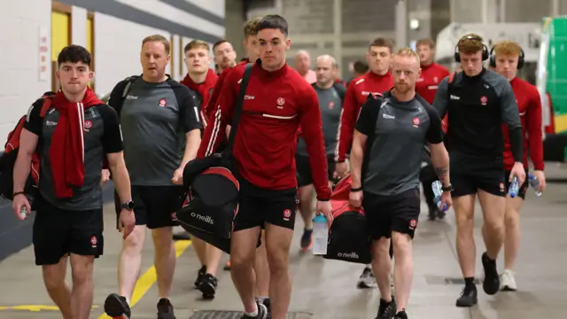 Derry team arrive at Croke Park