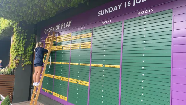 Order of play Sunday 16 July Wimbledon