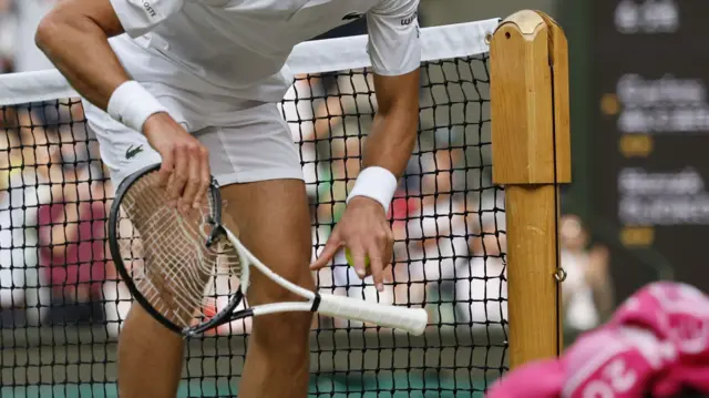 Djokovic's smashed racquet