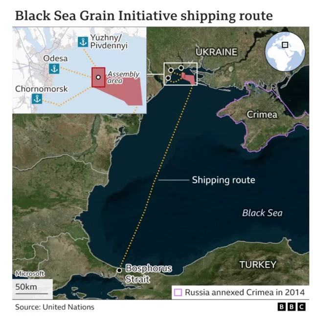 Grain deal shipping route